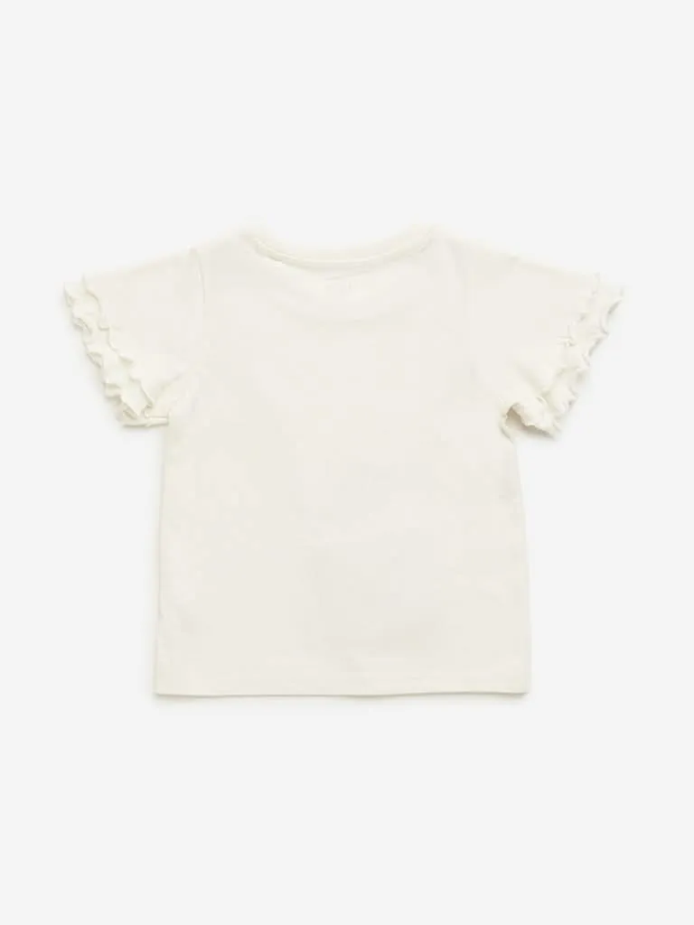 HOP Kids Off-White Crochet Detailed Top
