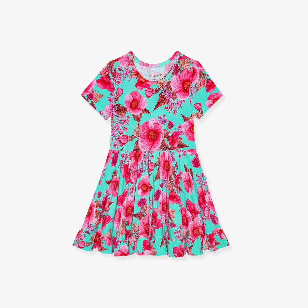 Kienna Short Sleeve Ruffled Twirl Dress