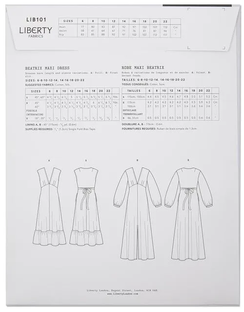 LIBERTY • Beatrix Maxi Dress Sewing Pattern