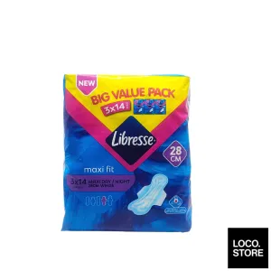 Libresse Feminine Pads Maxi Wing 28cm Big Value Pack 3x14s