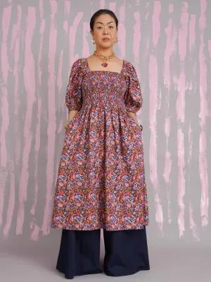 London Smocked Midi Dress