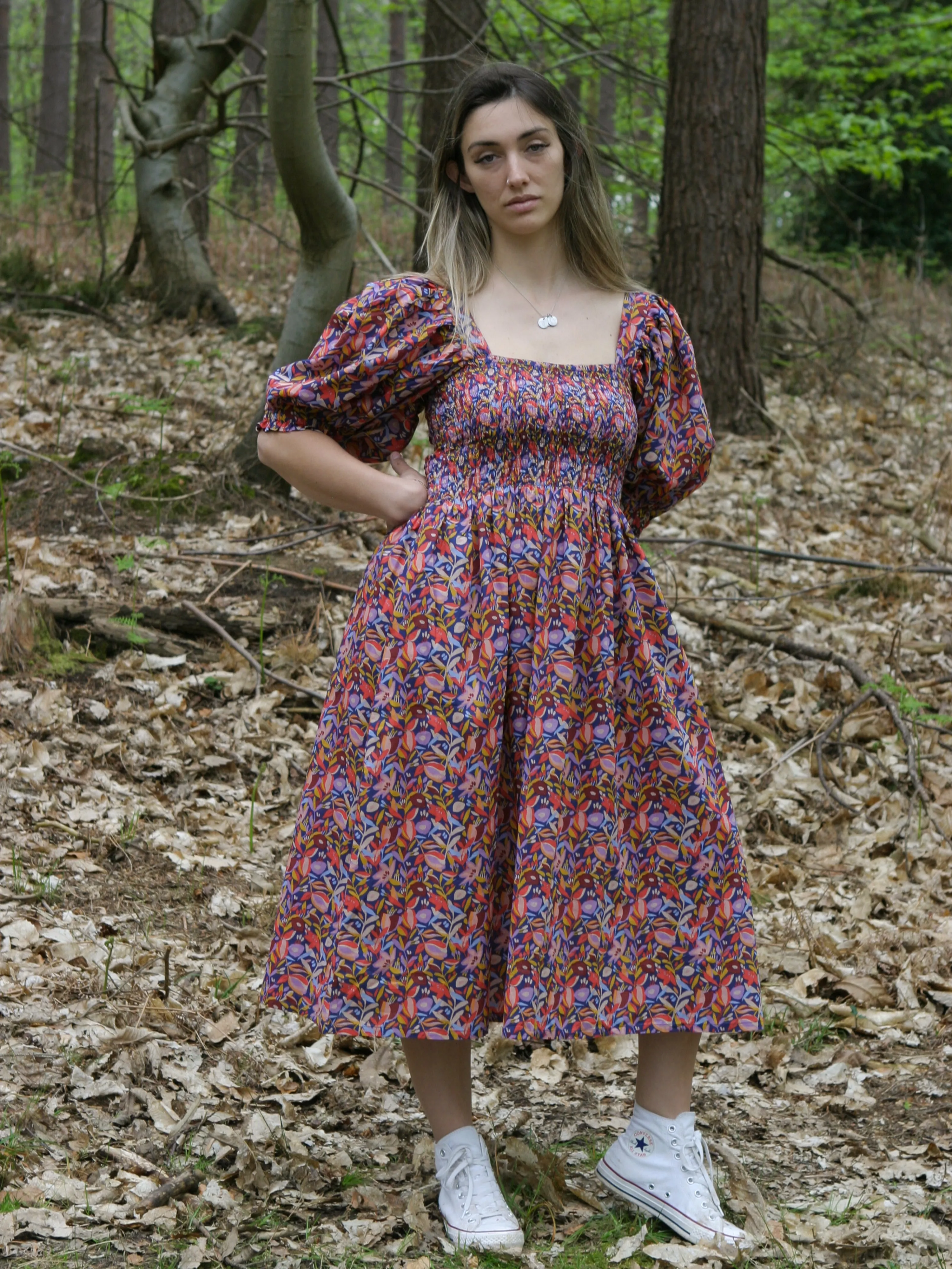 London Smocked Midi Dress