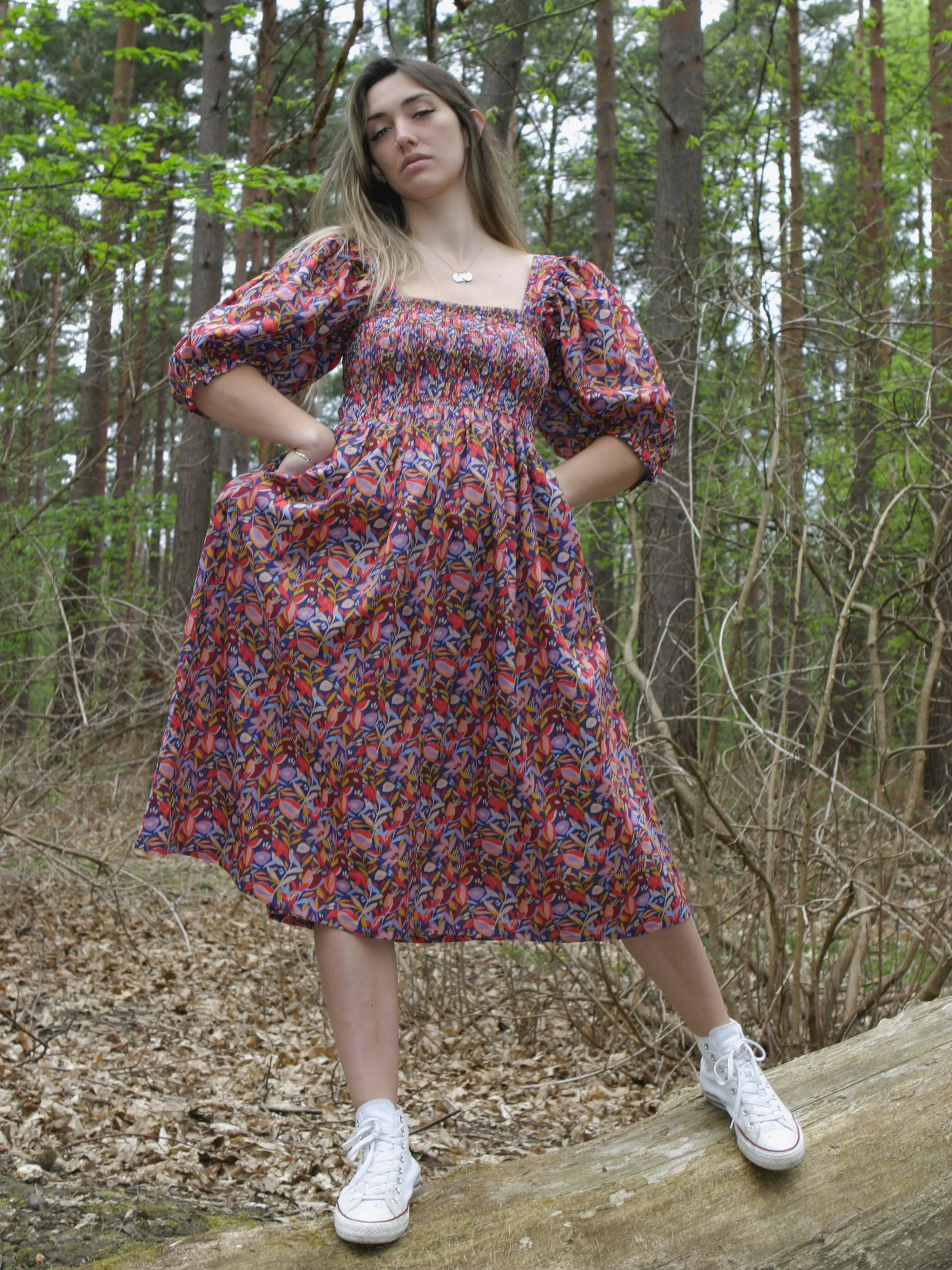 London Smocked Midi Dress