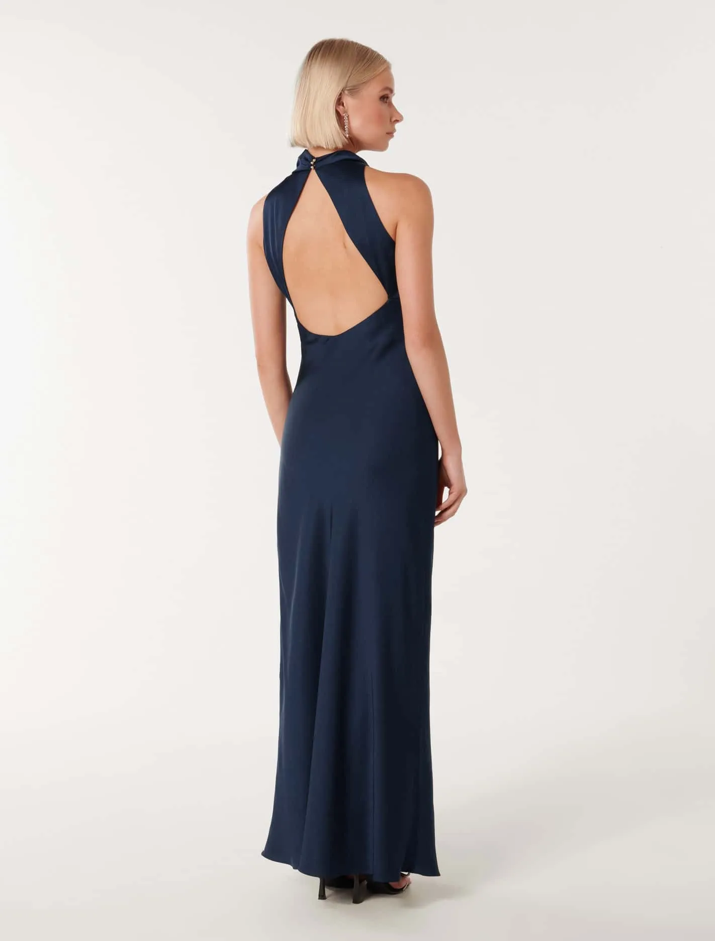 Michelle Open Back Satin Maxi Dress
