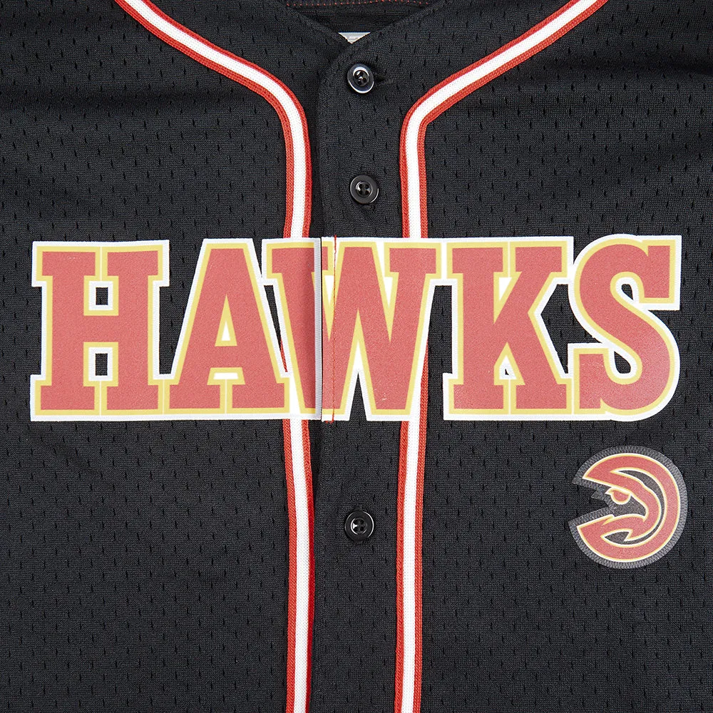 NBA ATLANTA HAWKS CLASSIC BIG BOYS MESH BUTTON DOWN SHIRT (BLACK/RED)
