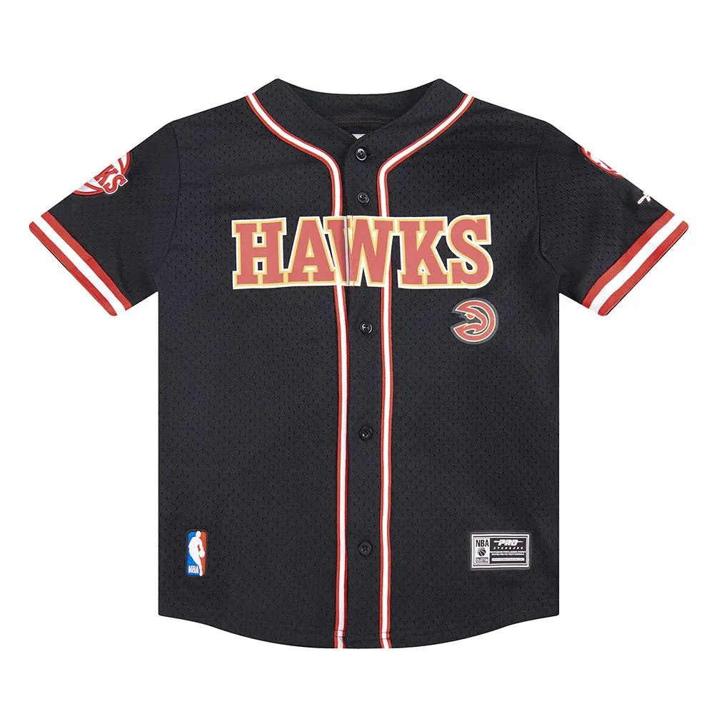 NBA ATLANTA HAWKS CLASSIC BIG BOYS MESH BUTTON DOWN SHIRT (BLACK/RED)