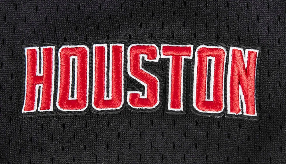 NBA HOUSTON ROCKETS CLASSIC MESH MEN'S BUTTON DOWN SHIRT (BLACK/RED)