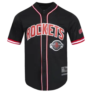 NBA HOUSTON ROCKETS CLASSIC MESH MEN'S BUTTON DOWN SHIRT (BLACK/RED)