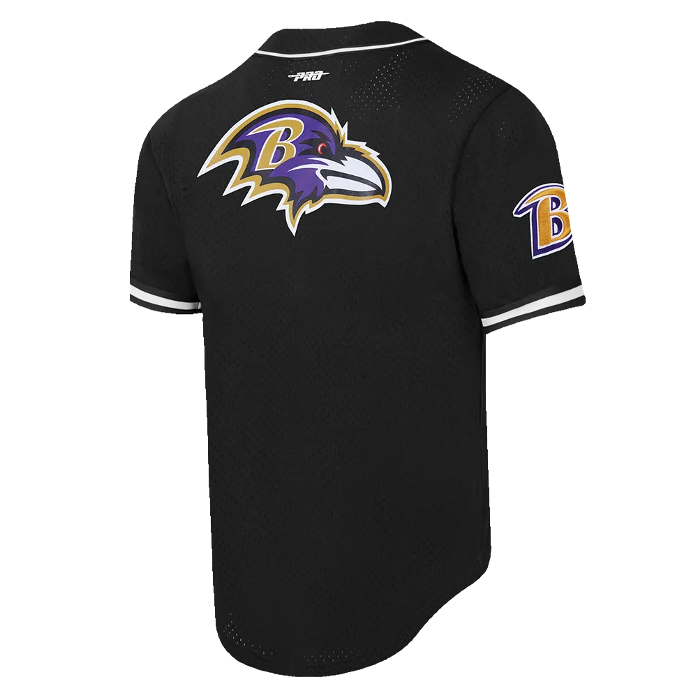 NFL BALTIMORE RAVENS CLASSIC MESH MEN'S BUTTON DOWN SHIRT (BLACK)