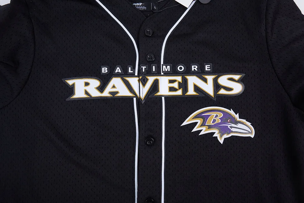 NFL BALTIMORE RAVENS CLASSIC MESH MEN'S BUTTON DOWN SHIRT (BLACK)