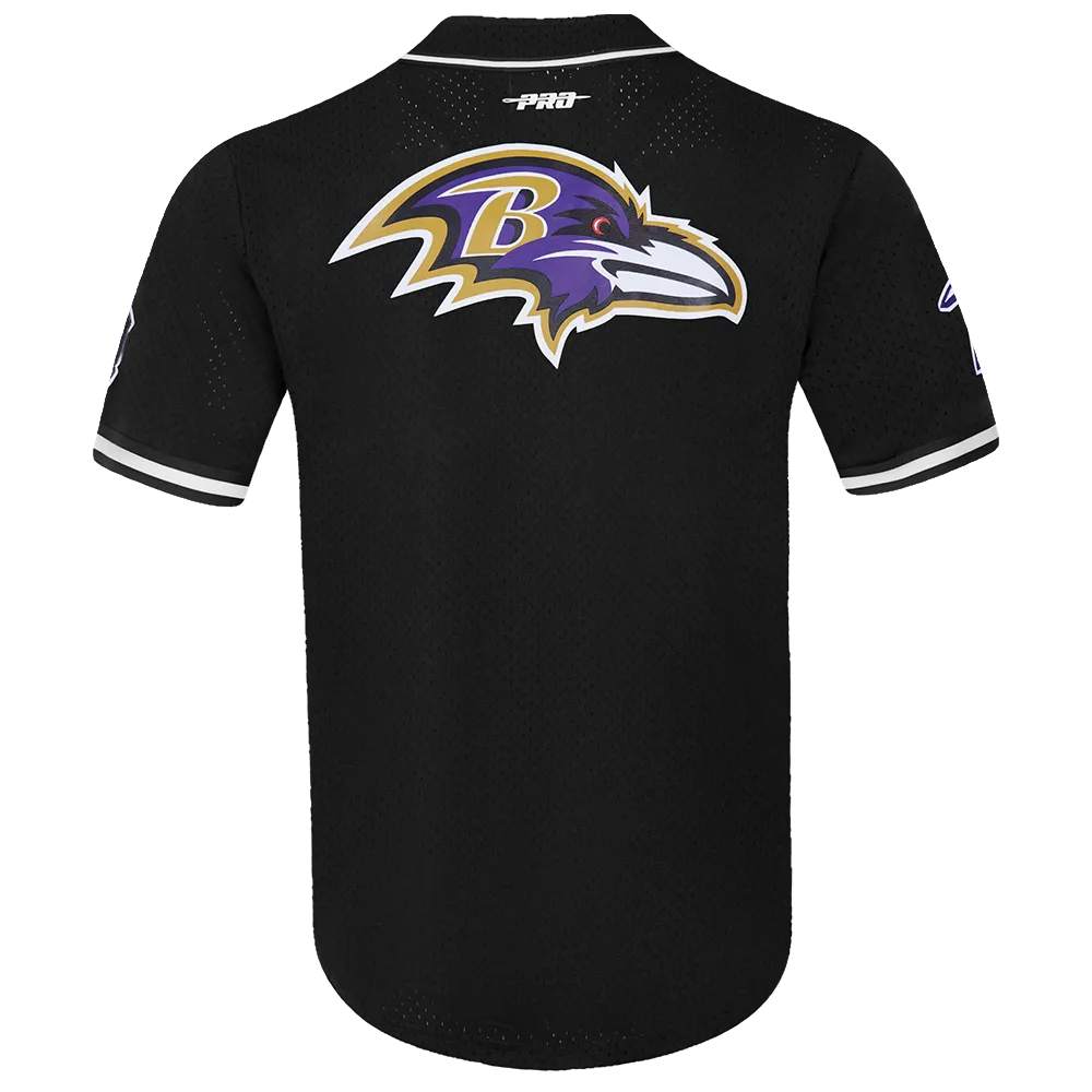 NFL BALTIMORE RAVENS CLASSIC MESH MEN'S BUTTON DOWN SHIRT (BLACK)