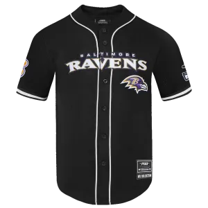 NFL BALTIMORE RAVENS CLASSIC MESH MEN'S BUTTON DOWN SHIRT (BLACK)