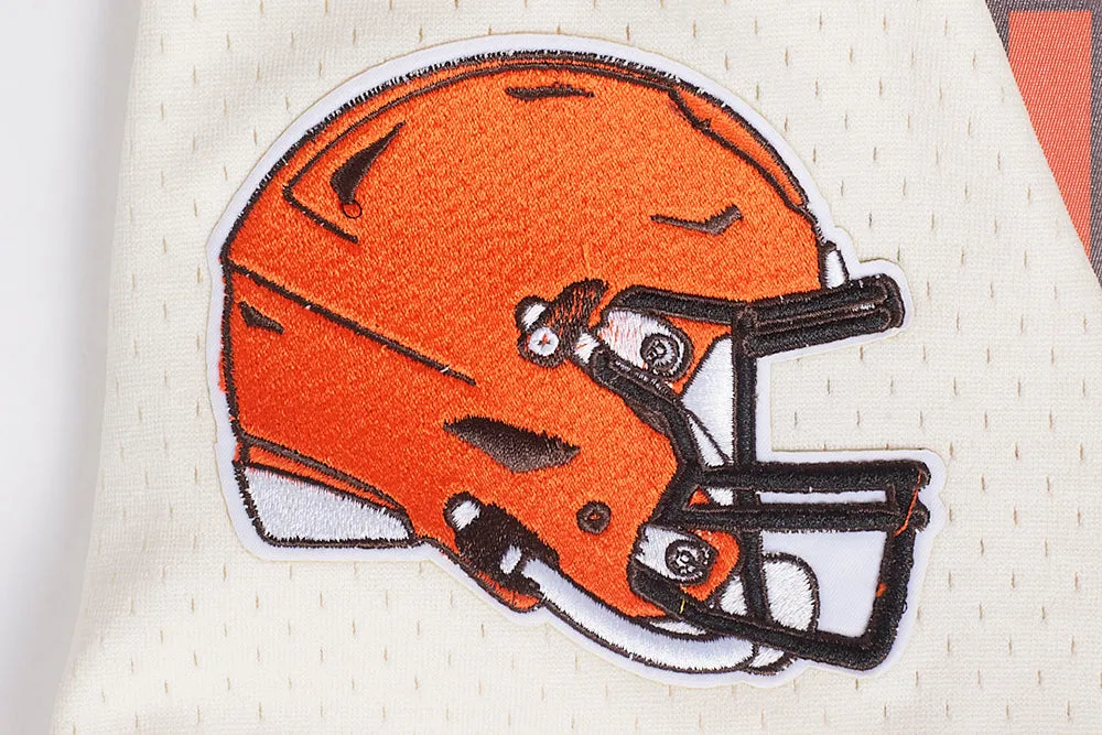 NFL CLEVELAND BROWNS CLASSIC MESH MEN'S BUTTON DOWN SHIRT (EGGSHELL)