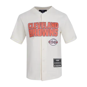 NFL CLEVELAND BROWNS CLASSIC MESH MEN'S BUTTON DOWN SHIRT (EGGSHELL)