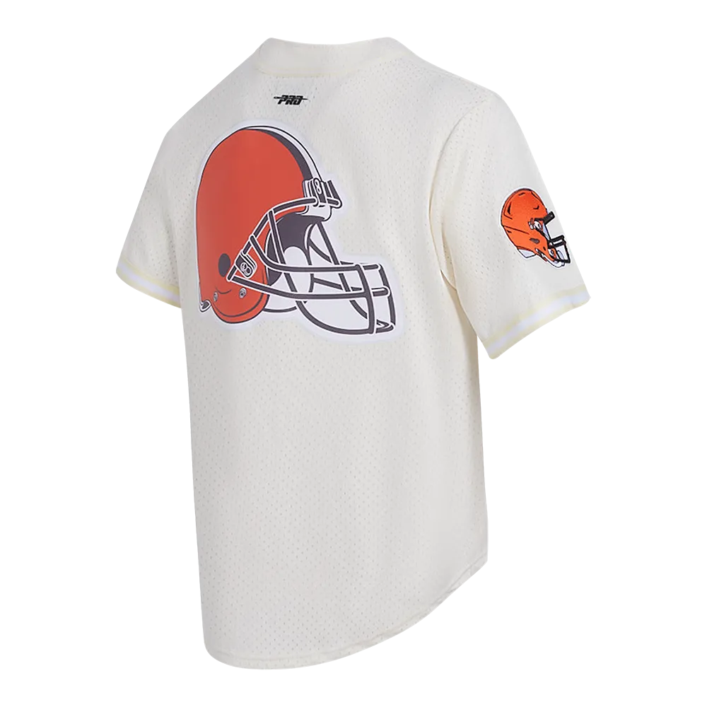 NFL CLEVELAND BROWNS CLASSIC MESH MEN'S BUTTON DOWN SHIRT (EGGSHELL)