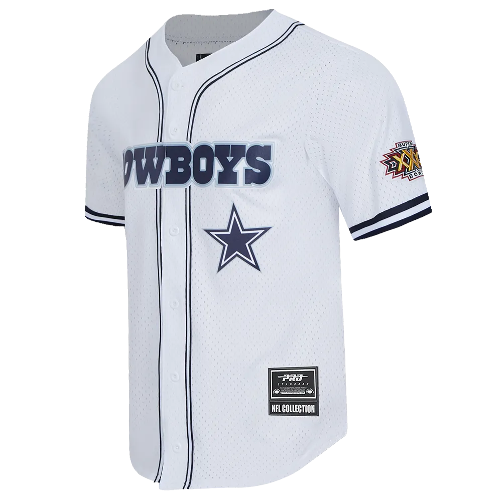 NFL DALLAS COWBOYS LOGO CLASSIC MESH MEN'S BUTTON DOWN SHIRT (WHITE/MIDNIGHT NAVY)