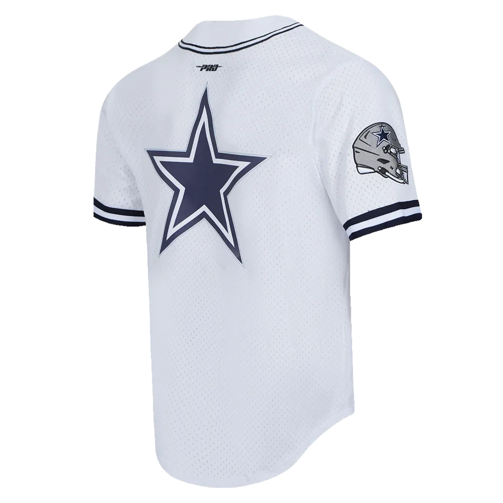 NFL DALLAS COWBOYS LOGO CLASSIC MESH MEN'S BUTTON DOWN SHIRT (WHITE/MIDNIGHT NAVY)