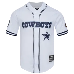 NFL DALLAS COWBOYS LOGO CLASSIC MESH MEN'S BUTTON DOWN SHIRT (WHITE/MIDNIGHT NAVY)