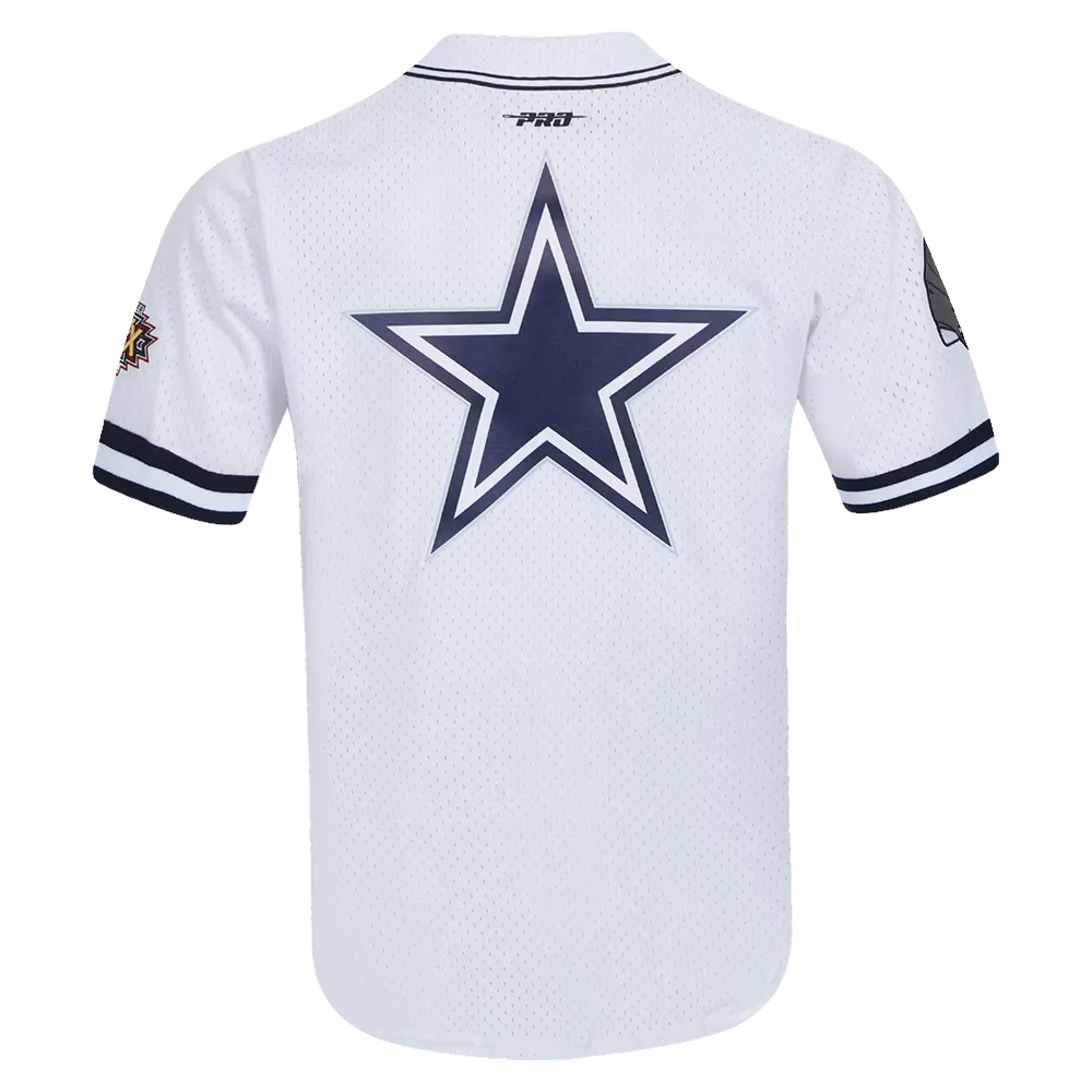 NFL DALLAS COWBOYS LOGO CLASSIC MESH MEN'S BUTTON DOWN SHIRT (WHITE/MIDNIGHT NAVY)