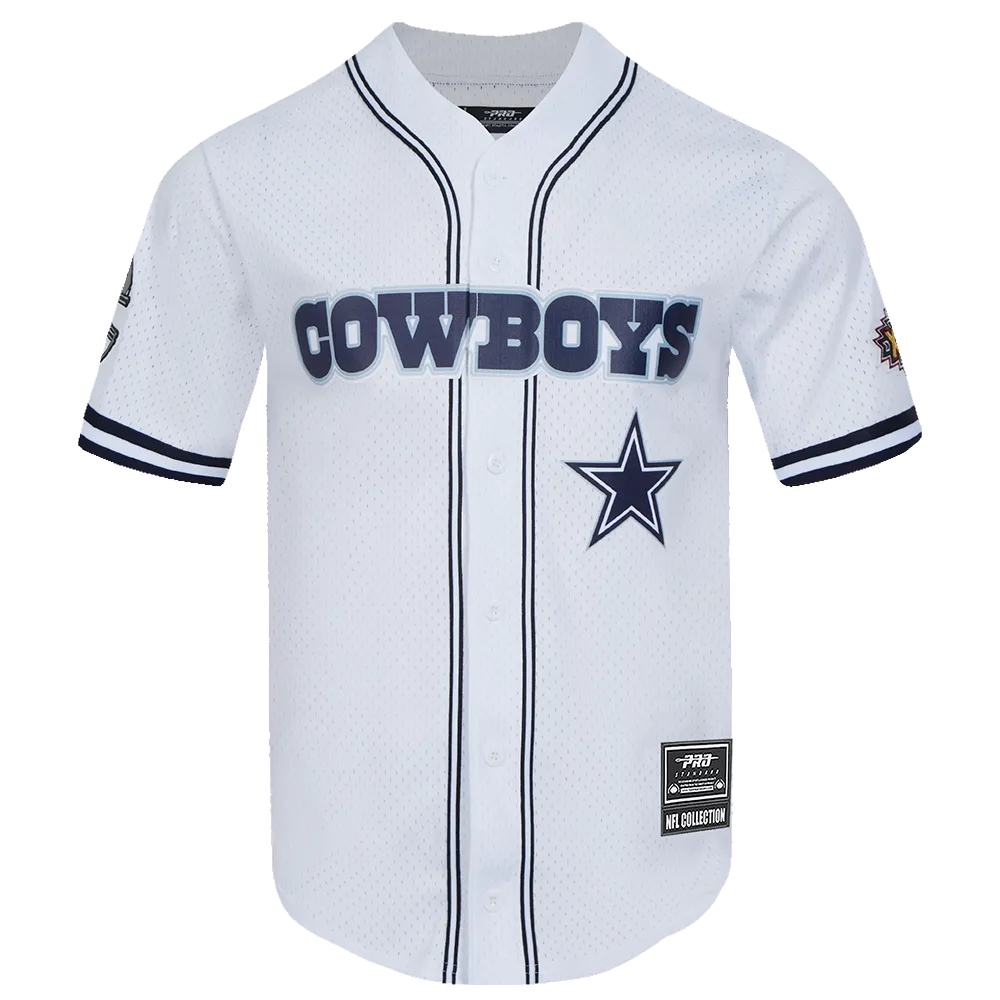 NFL DALLAS COWBOYS LOGO CLASSIC MESH MEN'S BUTTON DOWN SHIRT (WHITE/MIDNIGHT NAVY)