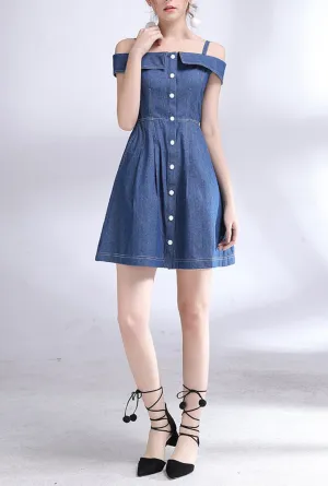 Off The Shoulder Denim Mini Dress