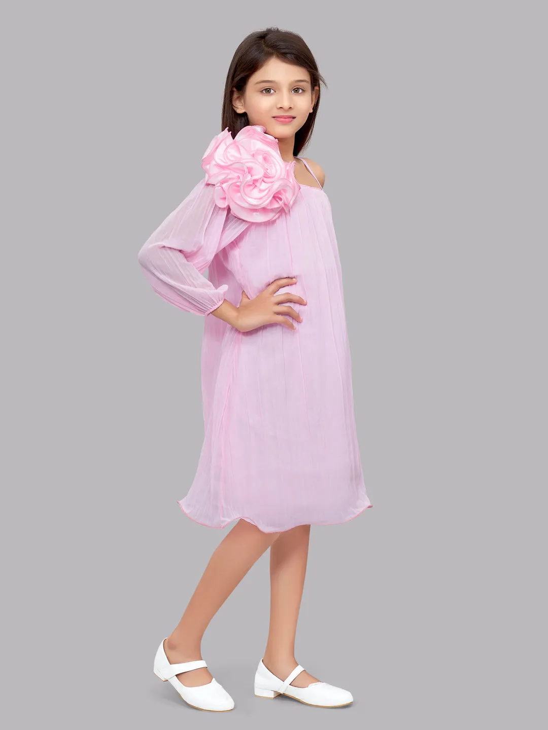 One Shoulder Pink Aline Dress