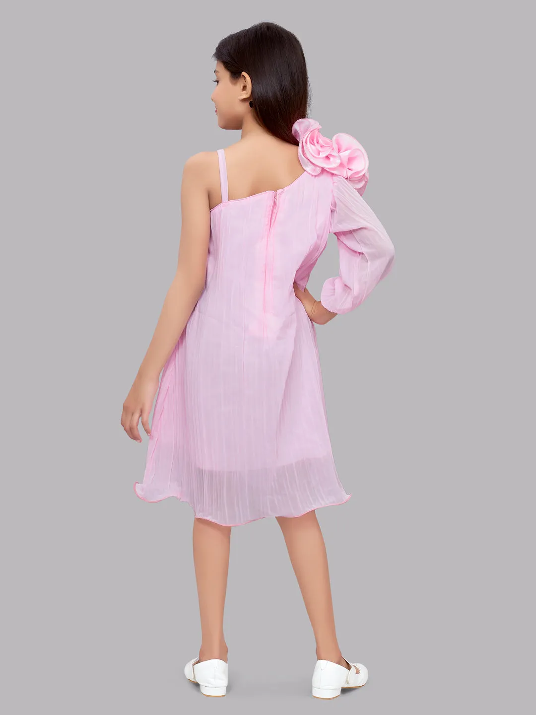 One Shoulder Pink Aline Dress