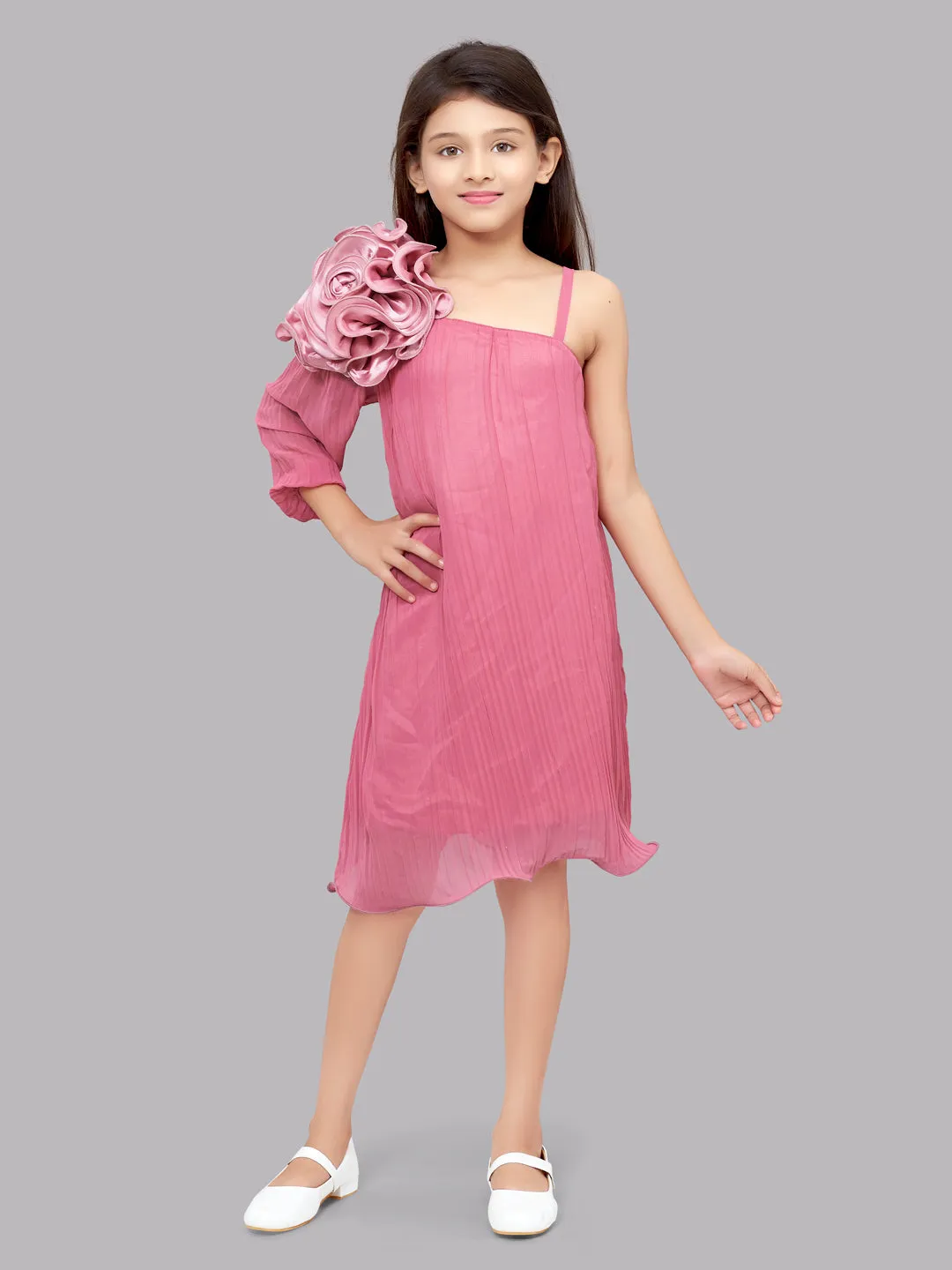 One Shoulder Rose Aline Dress