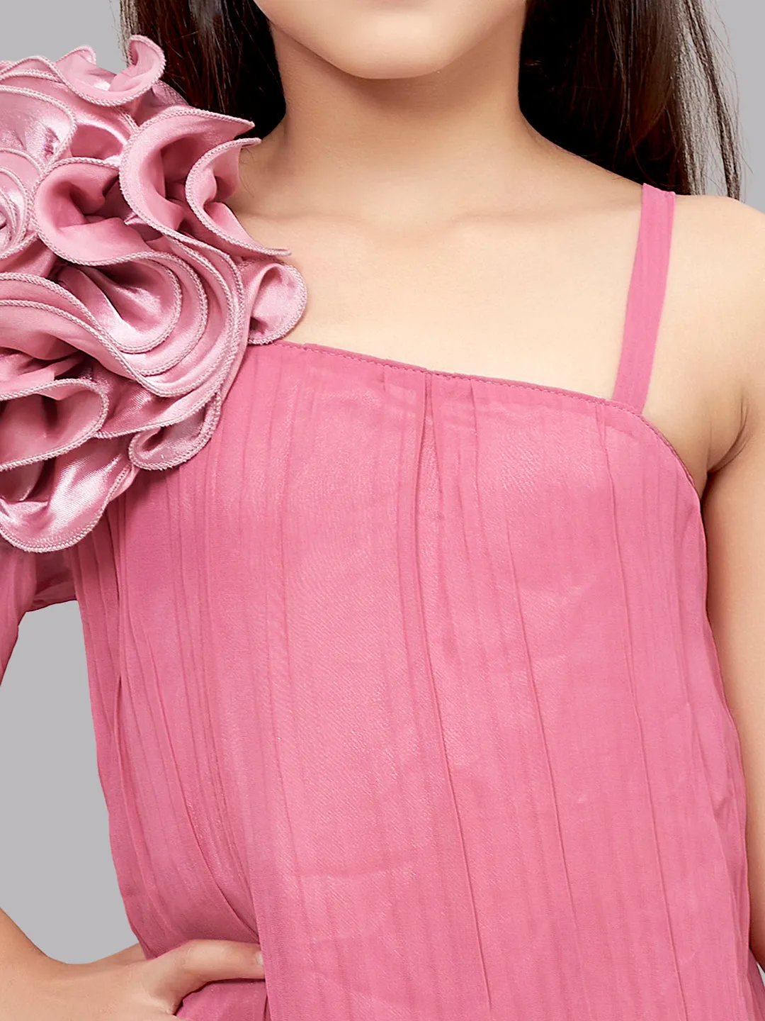 One Shoulder Rose Aline Dress