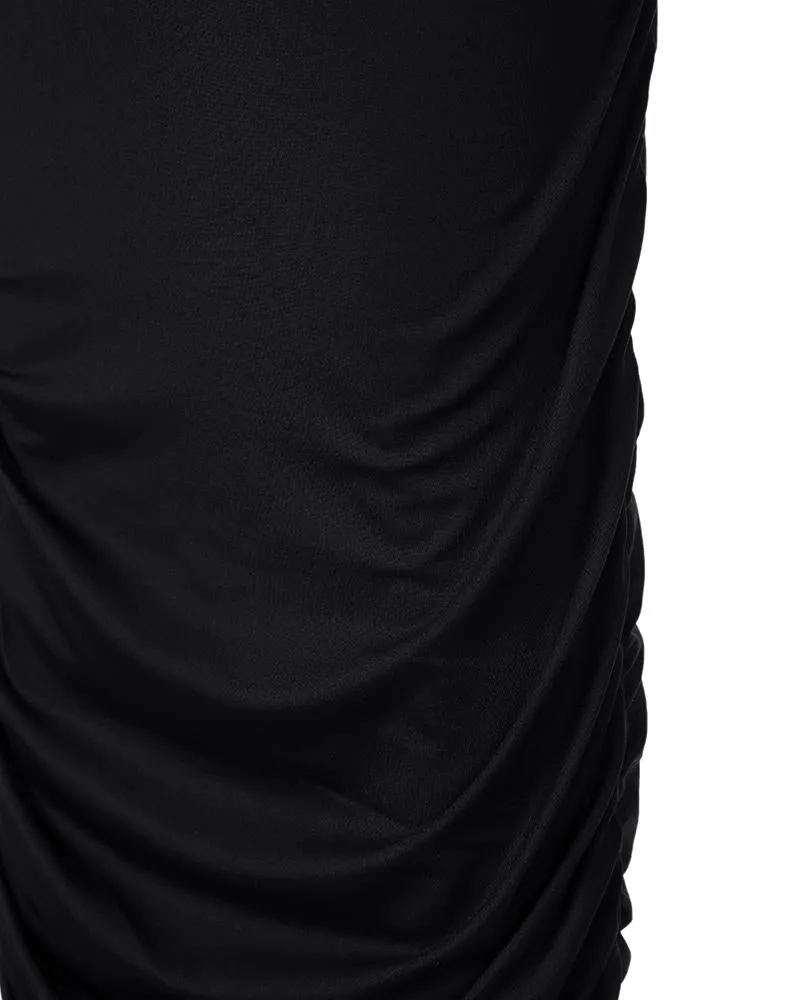 One Shoulder Sleeveless Ruched Bodycon Dress
