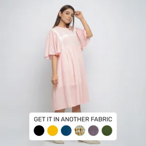 Peach Yarn Dyed Cotton Chambray Midi Dress
