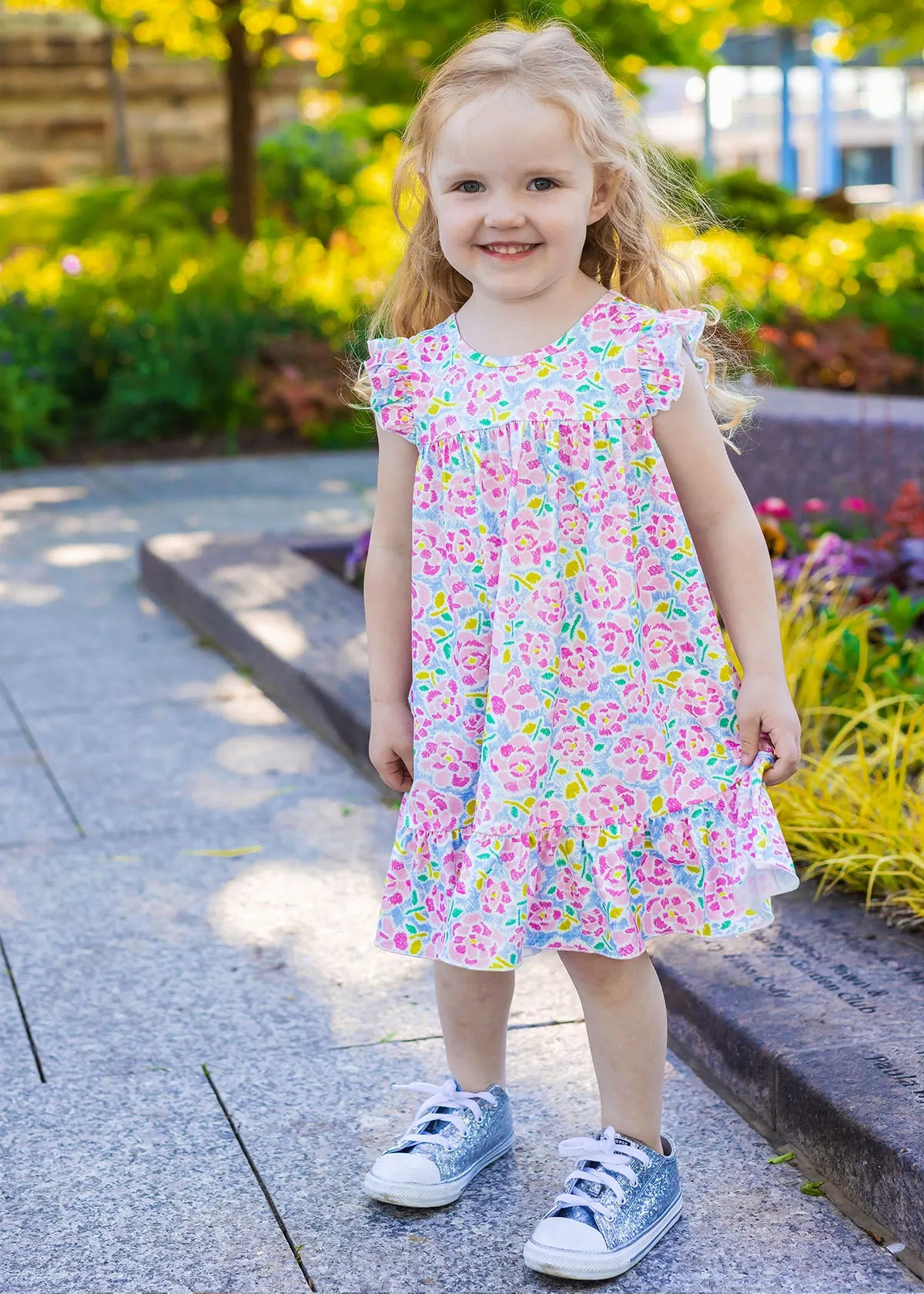 Pink Scribble Empire Waist Dress