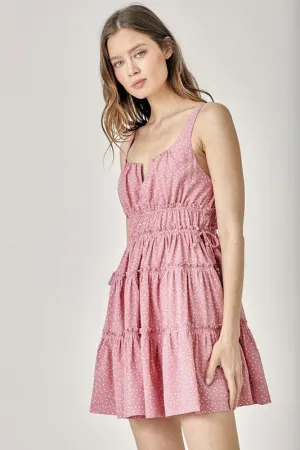 Polka Dot Sleeveless Tiered Mini Dress