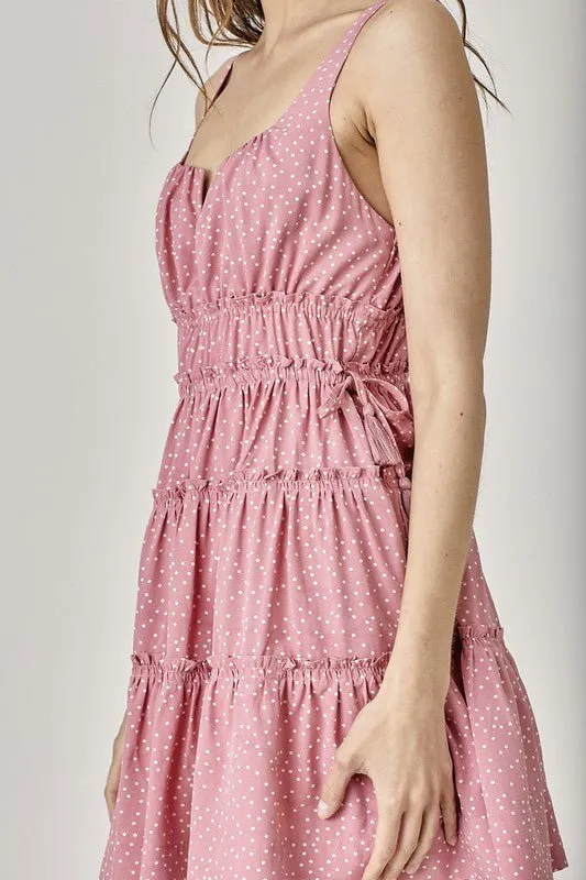 Polka Dot Sleeveless Tiered Mini Dress
