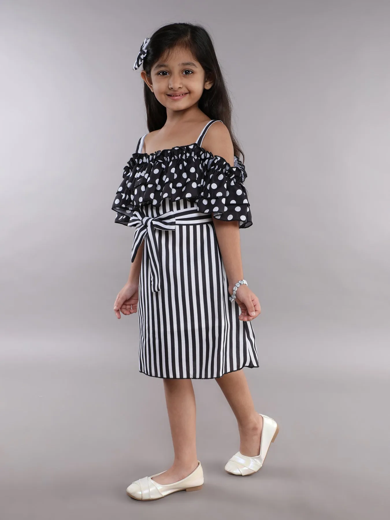 Polkadot & Stripes Cotton Aline -Black