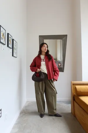 Red Tailored Button Down Top