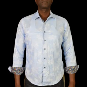 Robert Graham Button Down Shirt Blue Floral Dragon Classic Fit Woven Work Size Medium Mens