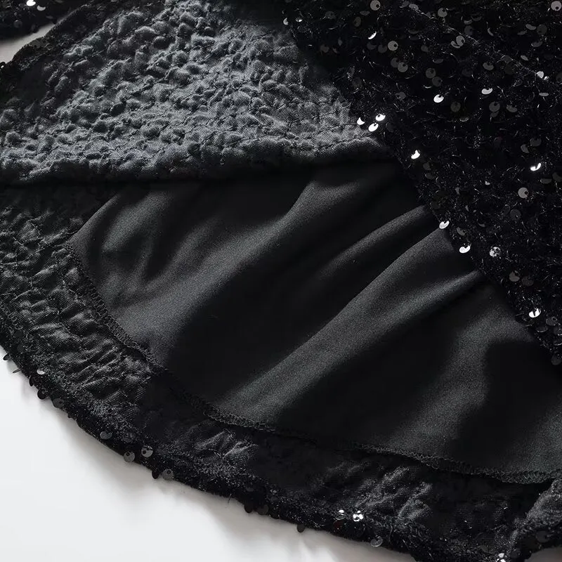 Sequin: Square Collar Short Dress
