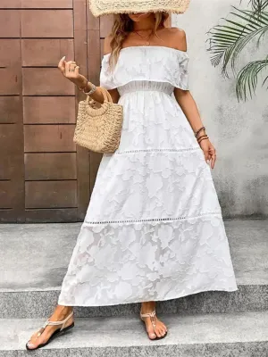 Short Sleeve Off-Shoulder Maxi Dress