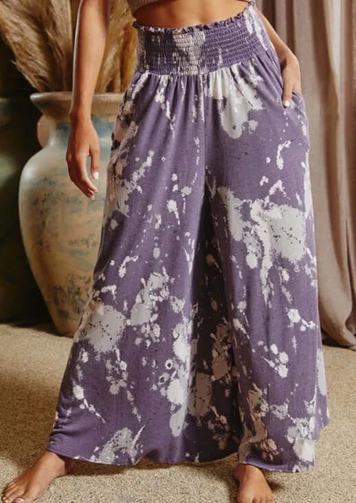 Splatter Tie Dye Lavender Palazzo Pants Made in USA - Clearance Final Sale