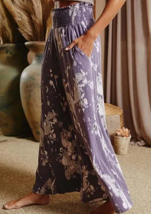 Splatter Tie Dye Lavender Palazzo Pants Made in USA - Clearance Final Sale