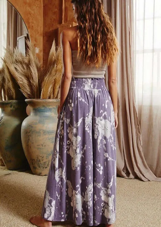 Splatter Tie Dye Lavender Palazzo Pants Made in USA - Clearance Final Sale