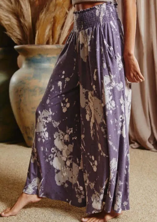 Splatter Tie Dye Lavender Palazzo Pants Made in USA - Clearance Final Sale