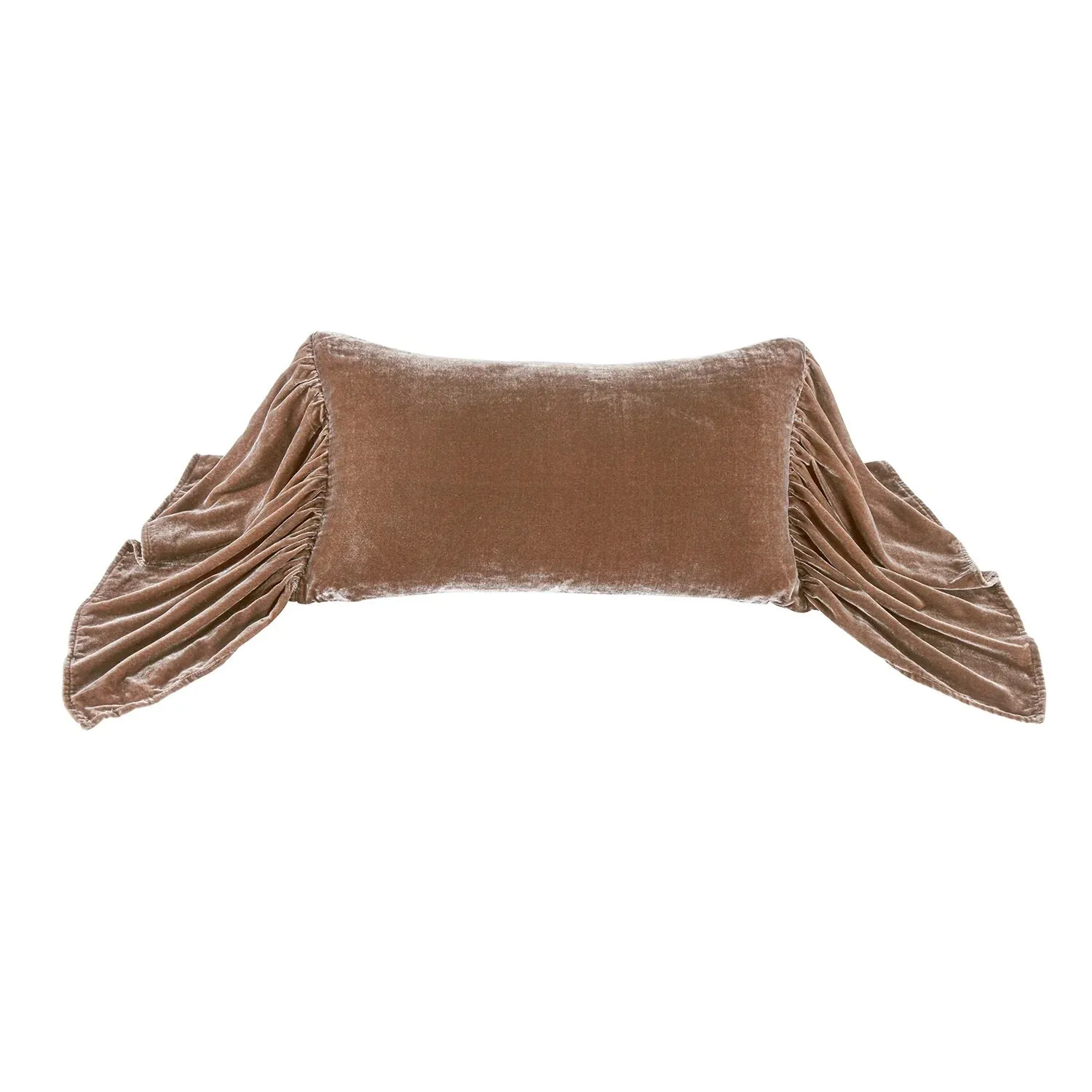 Stella Dusty Rose Faux Silk Velvet Long Ruffled Pillow