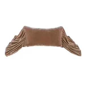 Stella Dusty Rose Faux Silk Velvet Long Ruffled Pillow