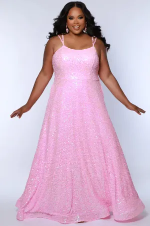 Sydneys Closet SC7365 Long Prom Dress Plus Size Sequin Scoop Neckline Pockets Formal Gown
