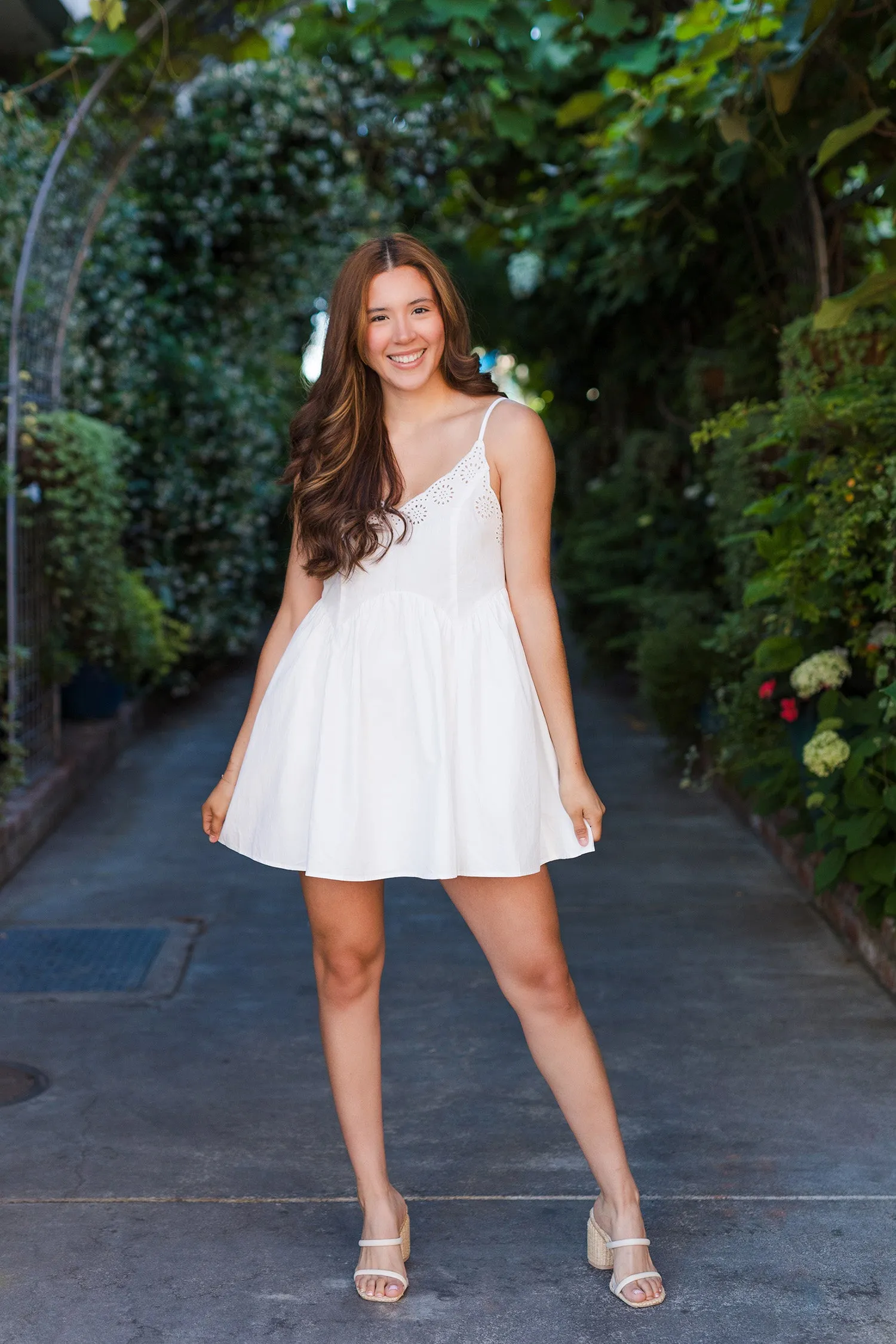 The Sweet As Summer White Eyelet Detailed Dress