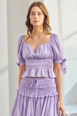 Western Boho Smocked Back Tie V-Wire Peplum Top